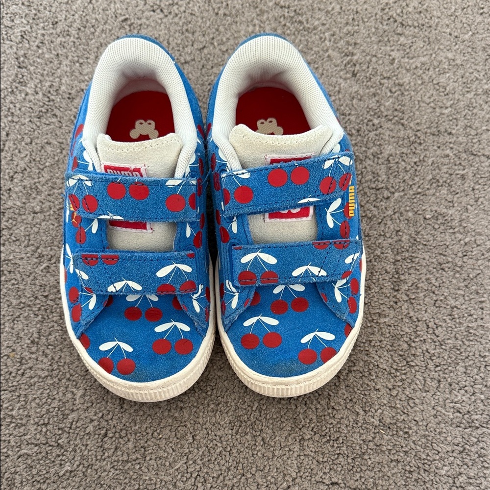 Puma Bebedepino Kids Blue Sneakers with Red Cherry Print